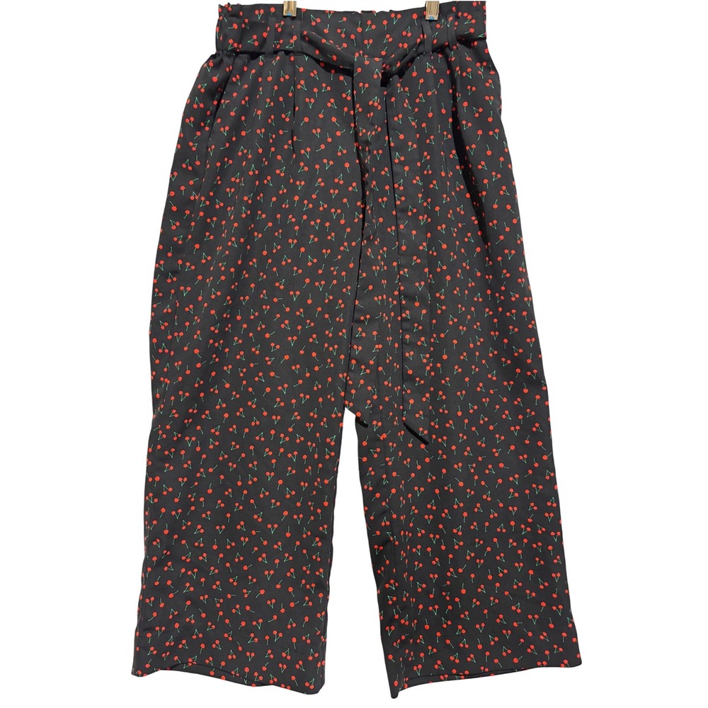 POPSUGAR Womens‎ Black Cherry Print Wide Leg Relaxed Pants Sz S Career Travel